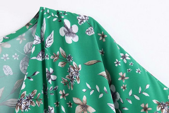 Modern aszimmetrikus női ruha zöld színben