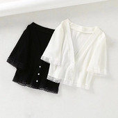 Cardigan dama model nou cu nasturi in alb si negru