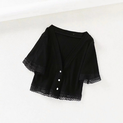 Cardigan dama model nou cu nasturi in alb si negru