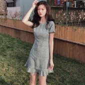 Rochie casual de dama in doua culori cu maneca scurta