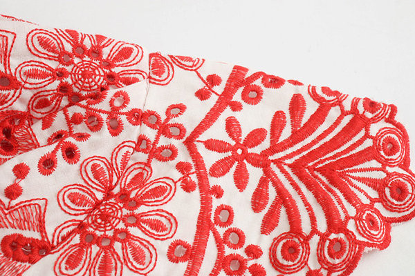 Bluză de damă modernă cu decolteu în V în roșu și alb