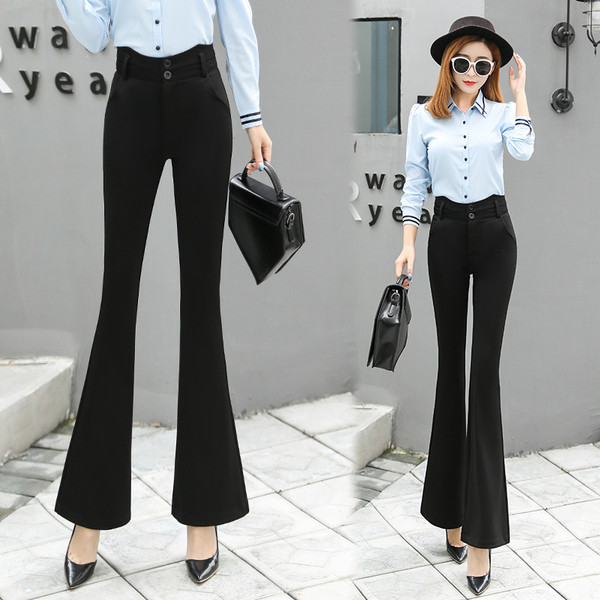 Aktuális női nadrág fekete színben, gombokkal