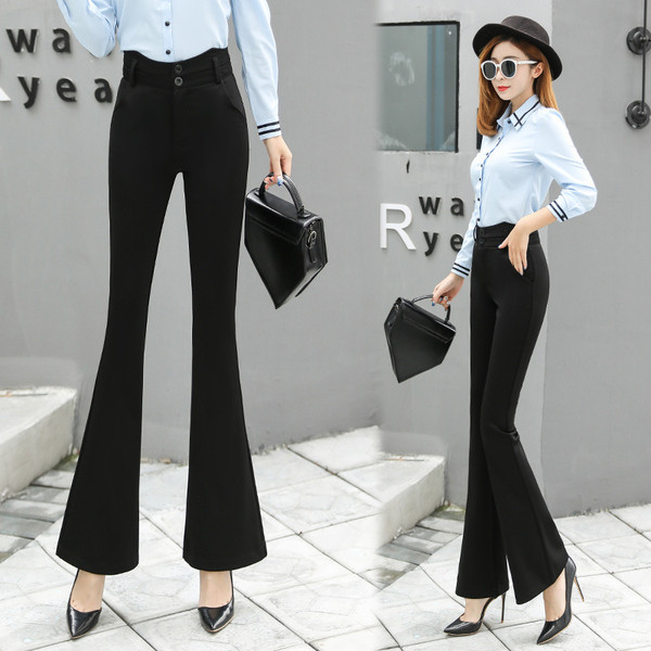 Aktuális női nadrág fekete színben, gombokkal