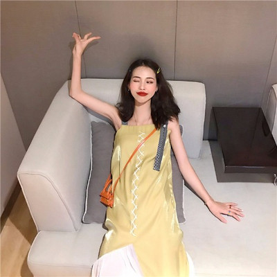 Rochie casual de dama lunga cu cravate