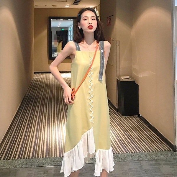 Rochie casual de dama lunga cu cravate