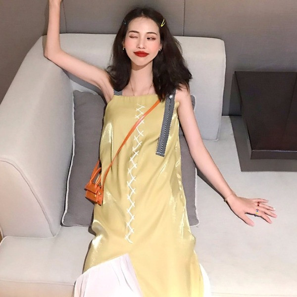 Rochie casual de dama lunga cu cravate