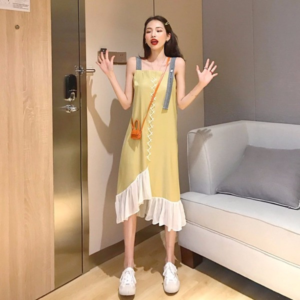 Rochie casual de dama lunga cu cravate