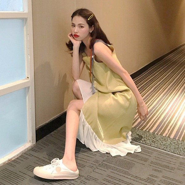 Rochie casual de dama lunga cu cravate