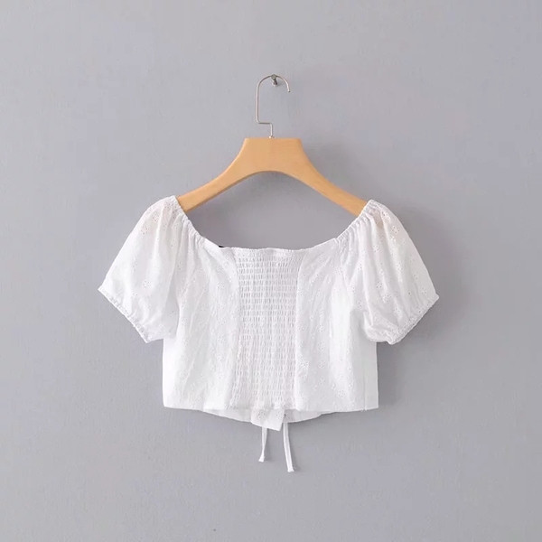 Bluză de damă modernă cu cravate - culoare albă