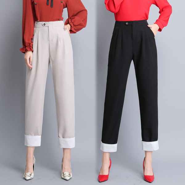 Aktuális női nadrág két színben - magas derékkal