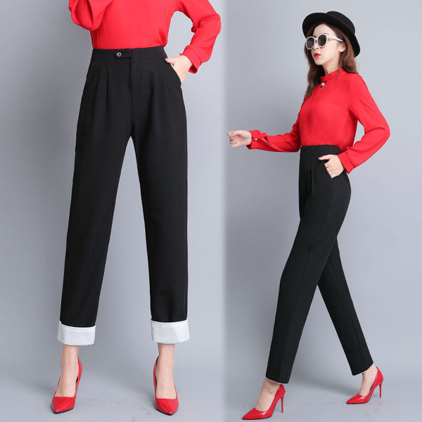 Aktuális női nadrág két színben - magas derékkal