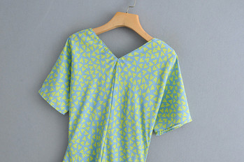 Zöld színű, rövid ujjú női ruha