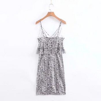 Rochie moderna de dama cu bretele subtiri in alb-negru