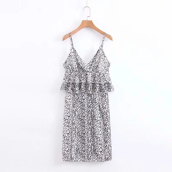 Rochie moderna de dama cu bretele subtiri in alb-negru