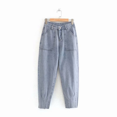 Blugi lungi de dama cu buzunare albastre