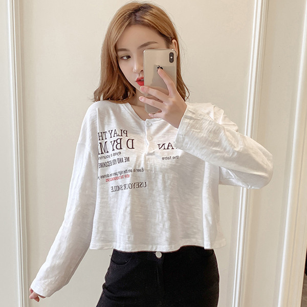 Bluză casual de damă în două culori cu nasturi și inscripții