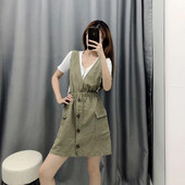 Rochie de dama actuala cu buzunare in doua culori