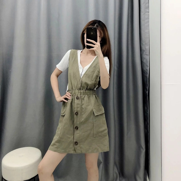 Rochie de dama actuala cu buzunare in doua culori