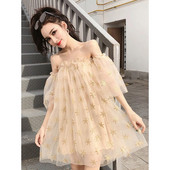 Rochie scurtă de damă modernă cu mâneci căzute