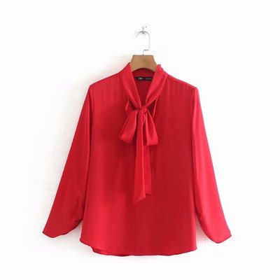 Cămașă elegantă de șifon de damă de culoare roșie