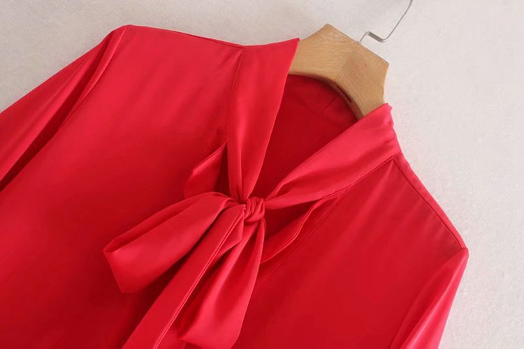 Cămașă elegantă de șifon de damă de culoare roșie