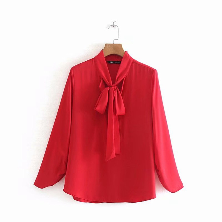 Cămașă elegantă de șifon de damă de culoare roșie