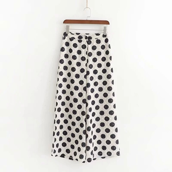 Pantaloni moderni de dama cu puncte in alb