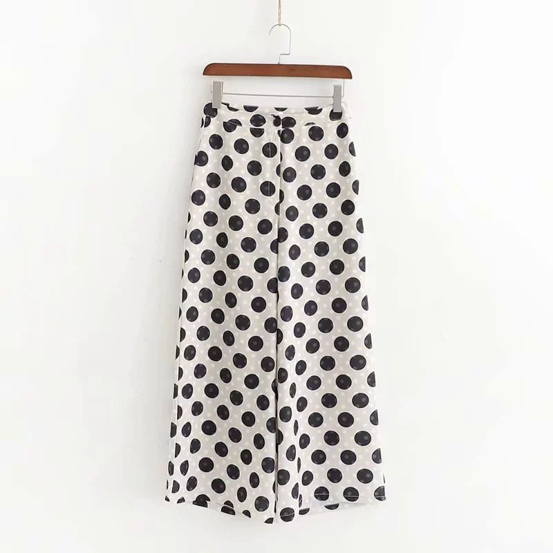 Pantaloni moderni de dama cu puncte in alb