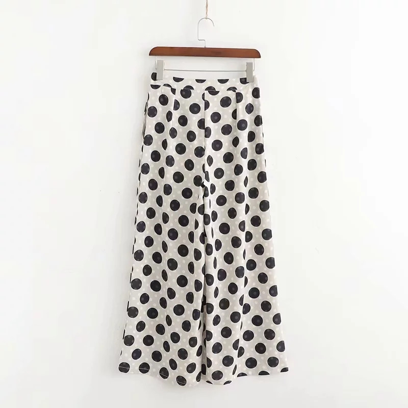 Pantaloni moderni de dama cu puncte in alb