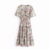 Színes mintás, rövid ujjú női ruha