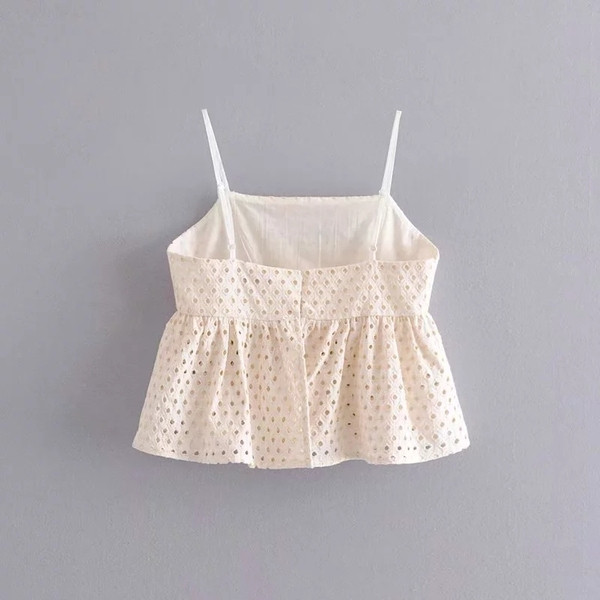 Maieu modern de dama - model scurt cu bretele subtiri de culoare alba