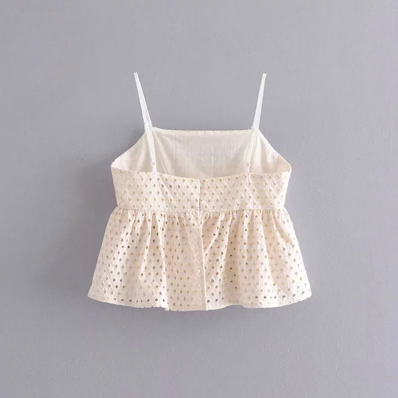 Maieu modern de dama - model scurt cu bretele subtiri de culoare alba