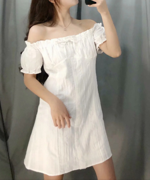 Rochie casual de dama alb-negru