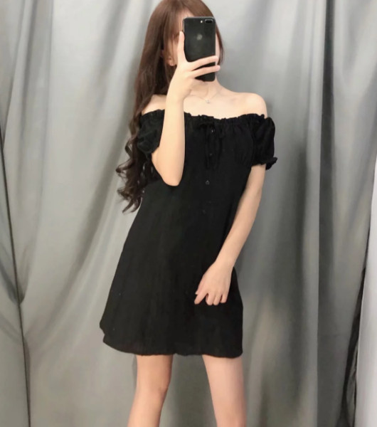 Rochie casual de dama alb-negru