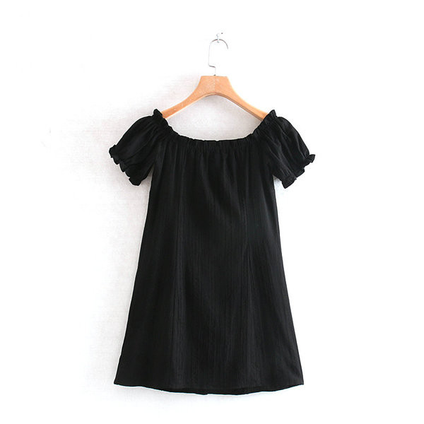 Rochie casual de dama alb-negru