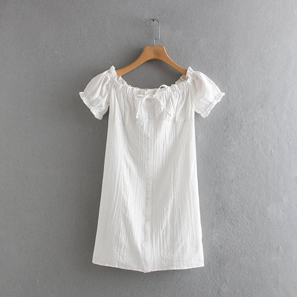 Rochie casual de dama alb-negru