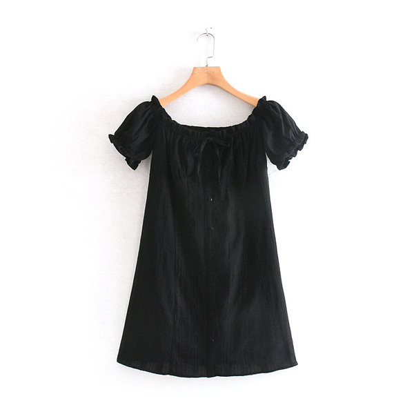 Rochie casual de dama alb-negru