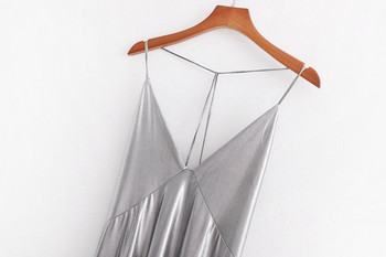 Rochie de dama lunga actuala de culoare argintie