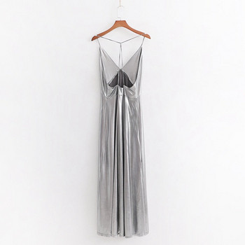 Rochie de dama lunga actuala de culoare argintie