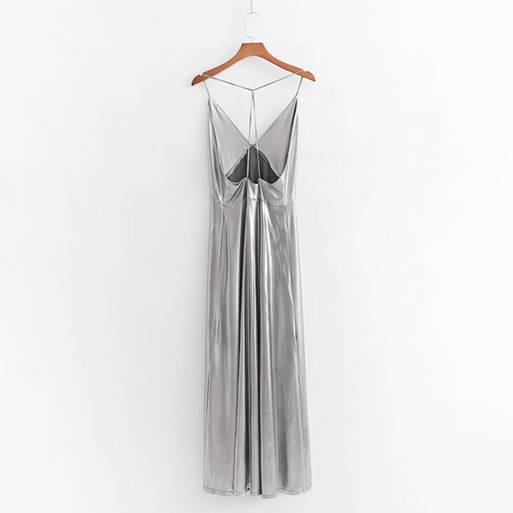 Rochie de dama lunga actuala de culoare argintie