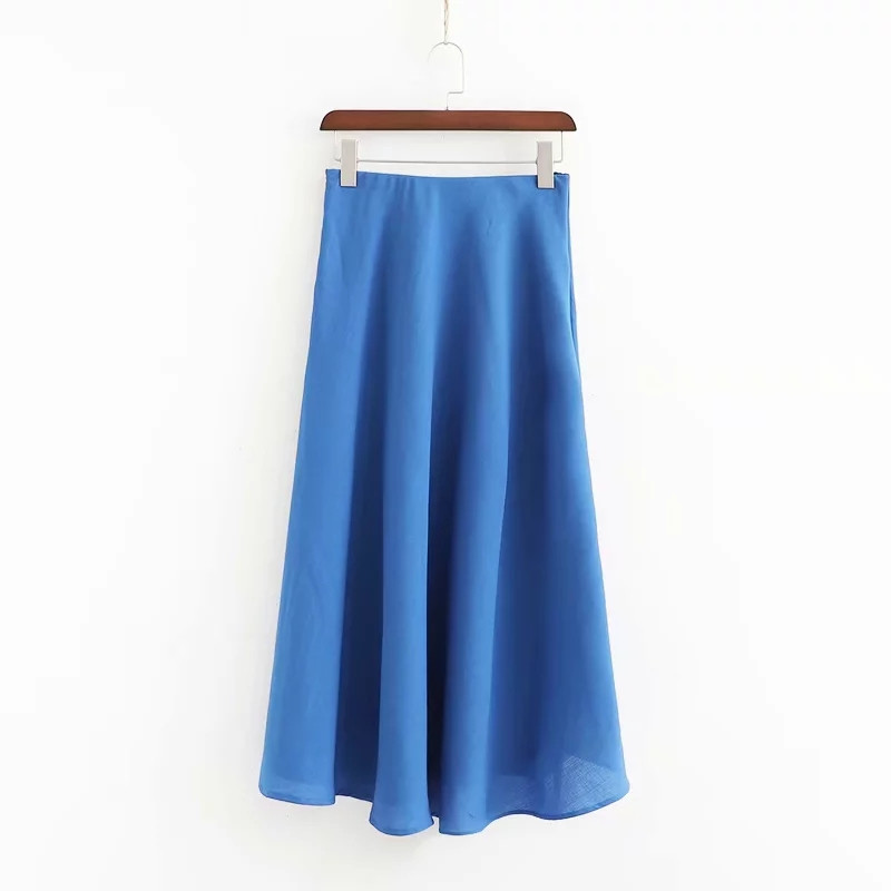 Fusta de dama eleganta cu talie inalta in albastru