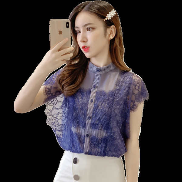 Camasa moderna de dama in trei culori cu nasturi si dantela