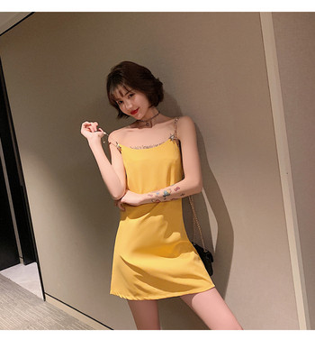 Rochie casual de dama in negru si galben