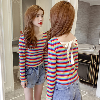 Bluză de damă colorată cu mâneci lungi și cravate