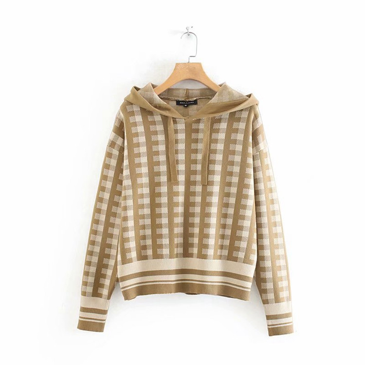 Pulover de damă cu glugă și mâneci lungi