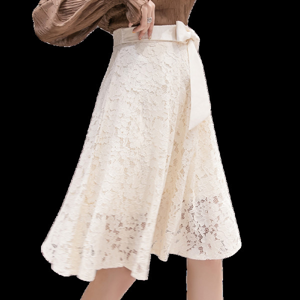 Modern női szoknya fehér és fekete színben, csipkével