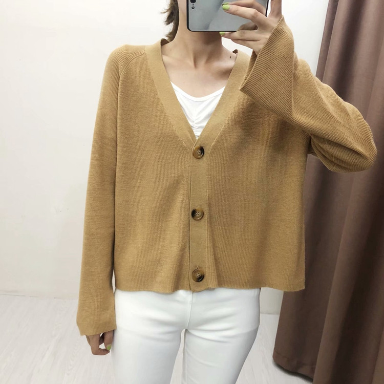 Női kardigán széles ujjú barna színben