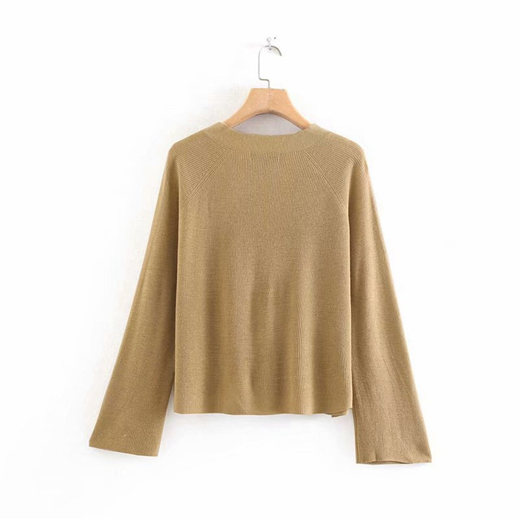 Női kardigán széles ujjú barna színben