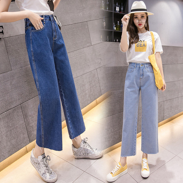 Blugi casual de dama in doua culori cu talie inalta