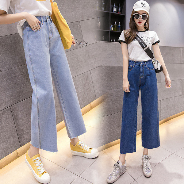 Blugi casual de dama in doua culori cu talie inalta